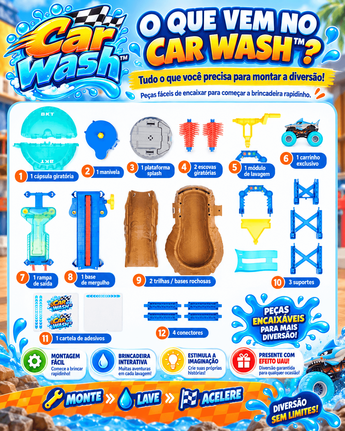 Car Wash™ | Pista Lava-Rápido + Carrinho que Muda de Cor