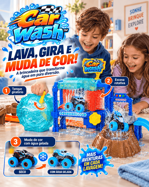Car Wash™ | Pista Lava-Rápido + Carrinho que Muda de Cor