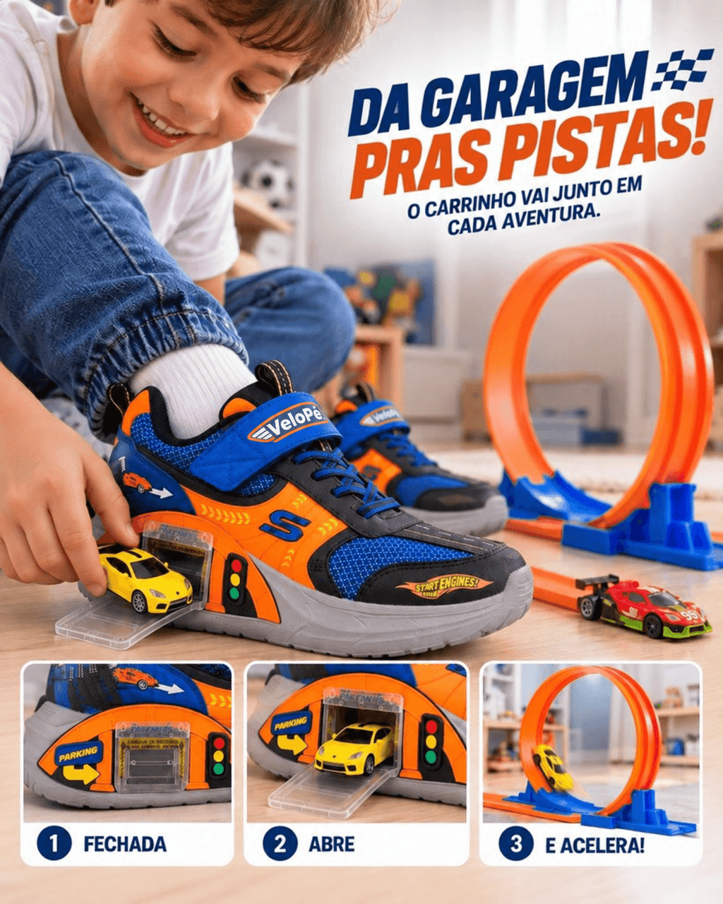 VeloPé™ - Tênis com Garagem Secreta + Pista Radical