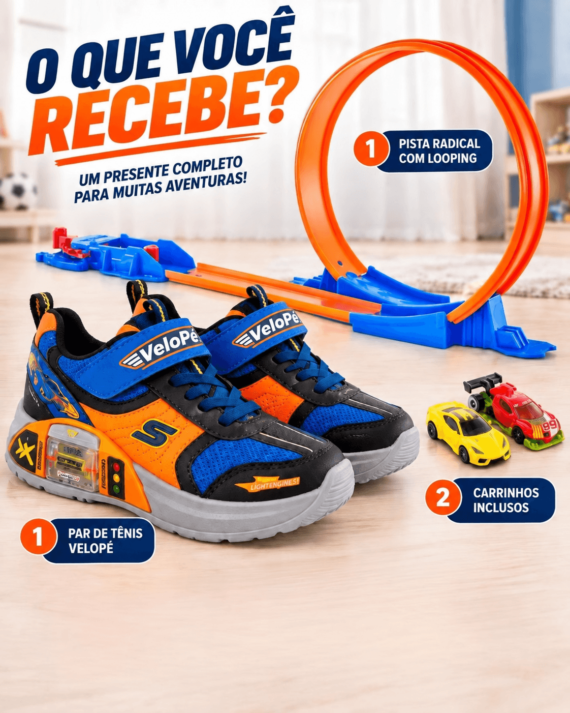 VeloPé™ - Tênis com Garagem Secreta + Pista Radical
