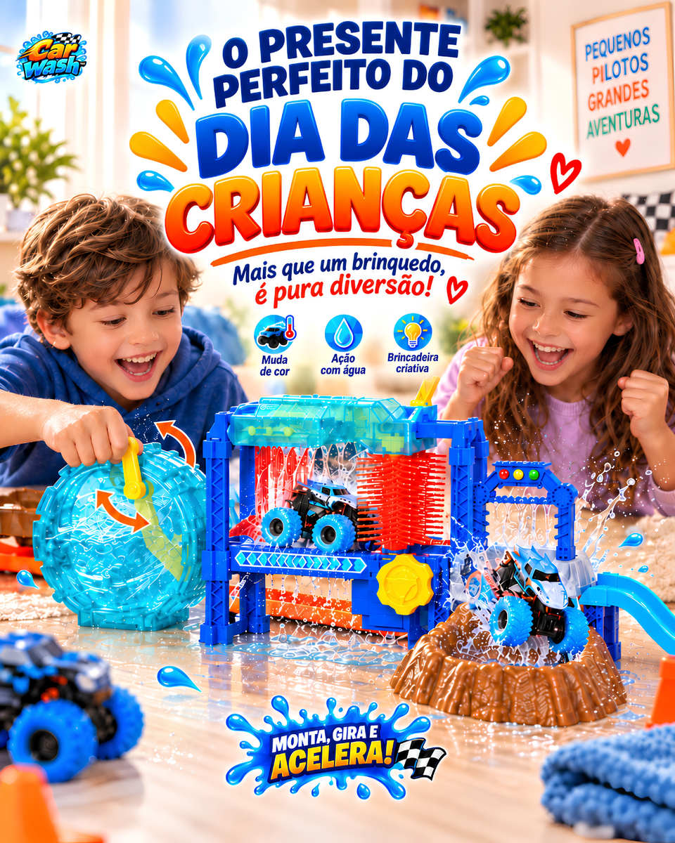 Car Wash™ | Pista Lava-Rápido + Carrinho que Muda de Cor