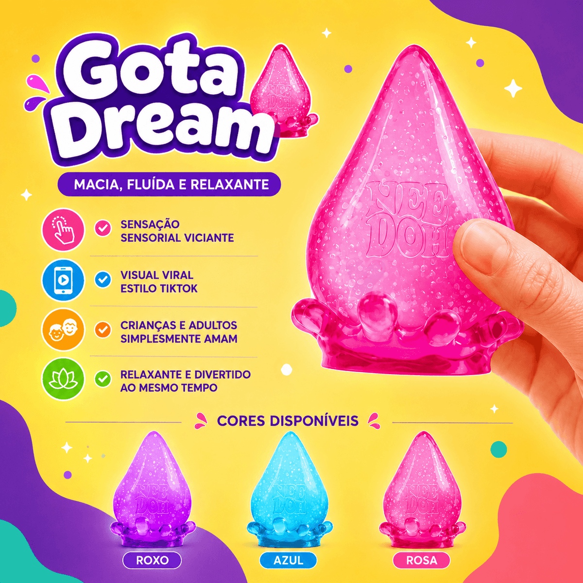 Squishy Sensorial Viral™ | 4 Texturas para Colecionar