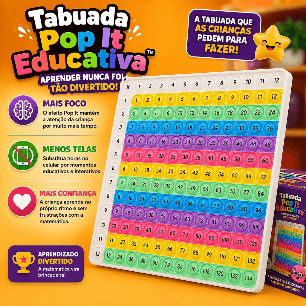 Tabuada Pop It Educativa™ | Aprenda Multiplicação Brincando
