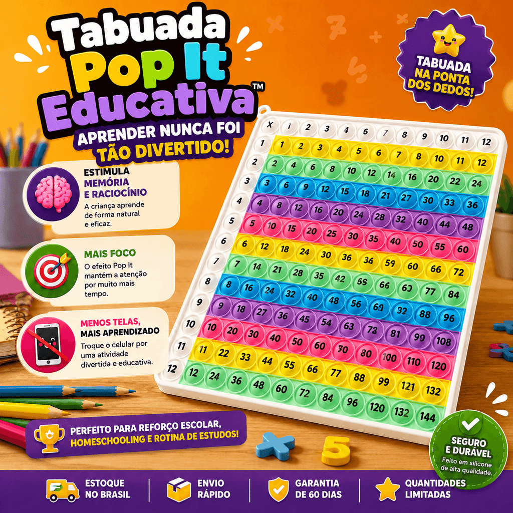 Tabuada Pop It Educativa™ | Aprenda Multiplicação Brincando